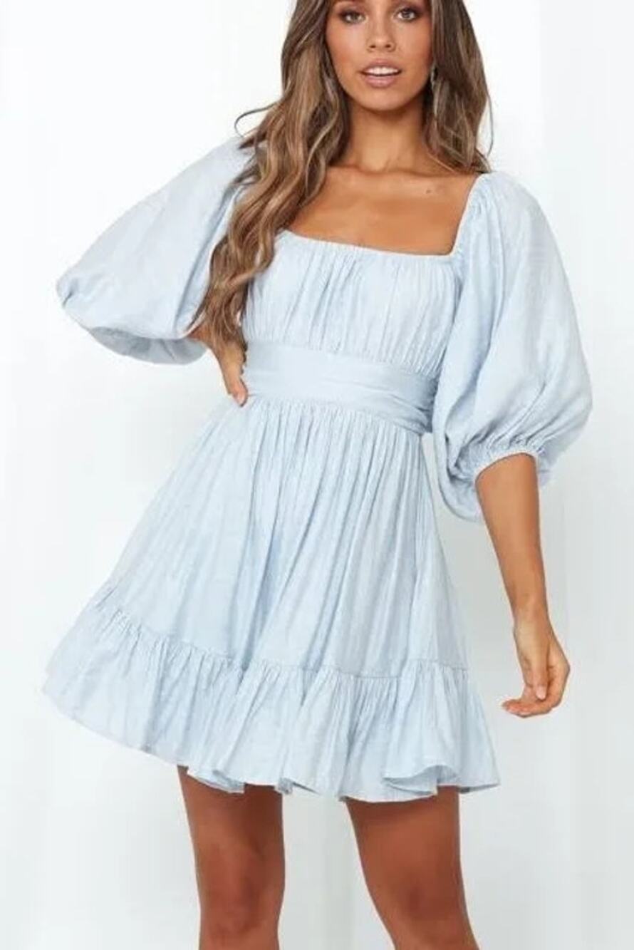 Hello Molly espionage mini dress new blue small puff sleeve garden girly coquett
